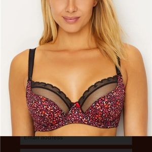 Freya Black & Red Multi Floral Lace-Trim Balconette Bra